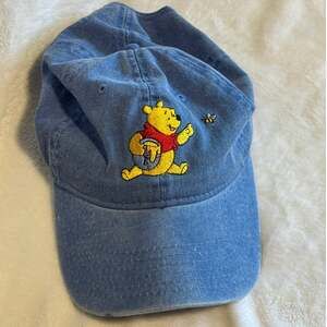 Authentic Disney Winnie the Pooh Embroidered Denim Blue Hat